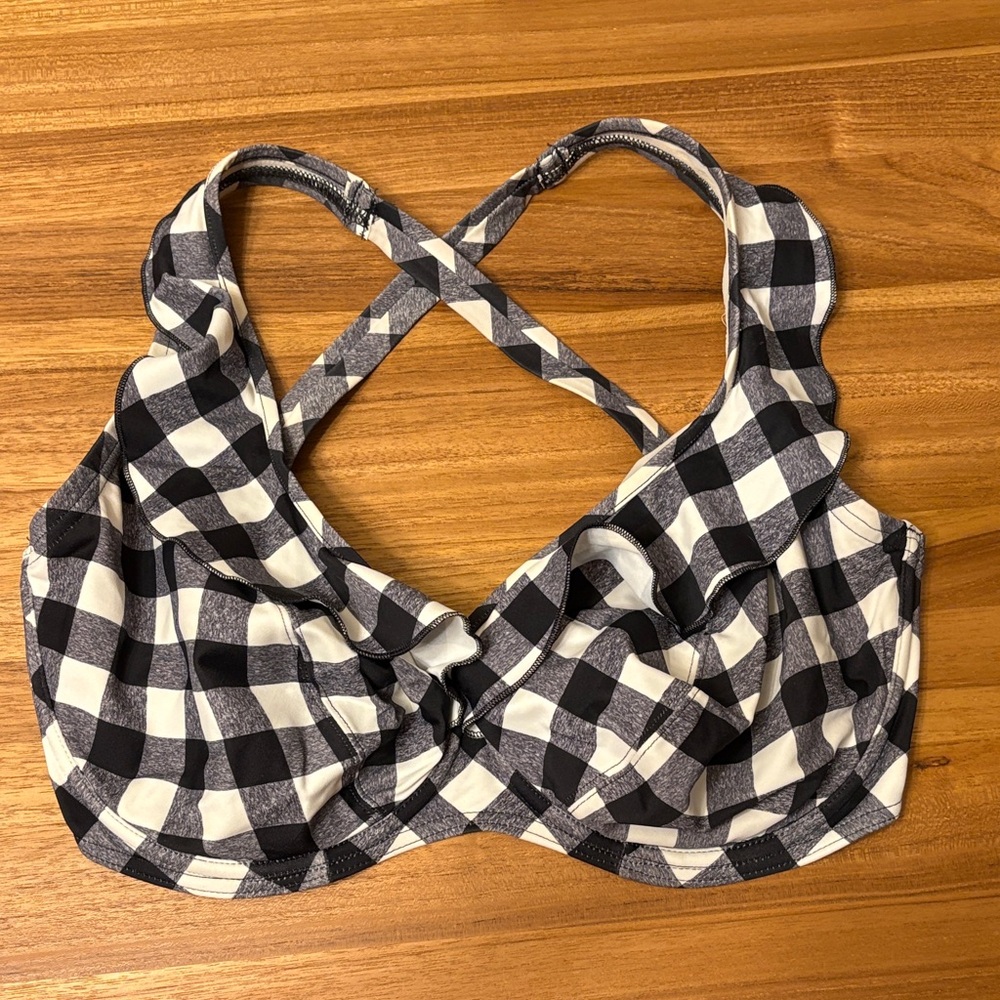 Freya Black and White Checkered Bikini Top